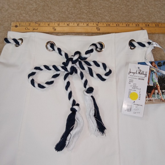 Joseph Ribkoff NWT Skort Braided Rope Belt Woman's Size 4 White Preppy Tennis - Picture 8 of 10